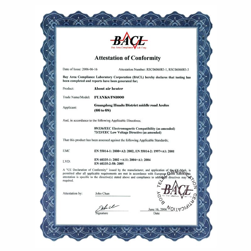 BACL PATENT CERTIFICATE