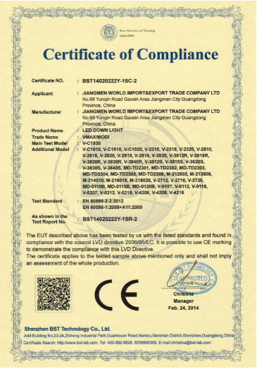  Certificate of Compliance