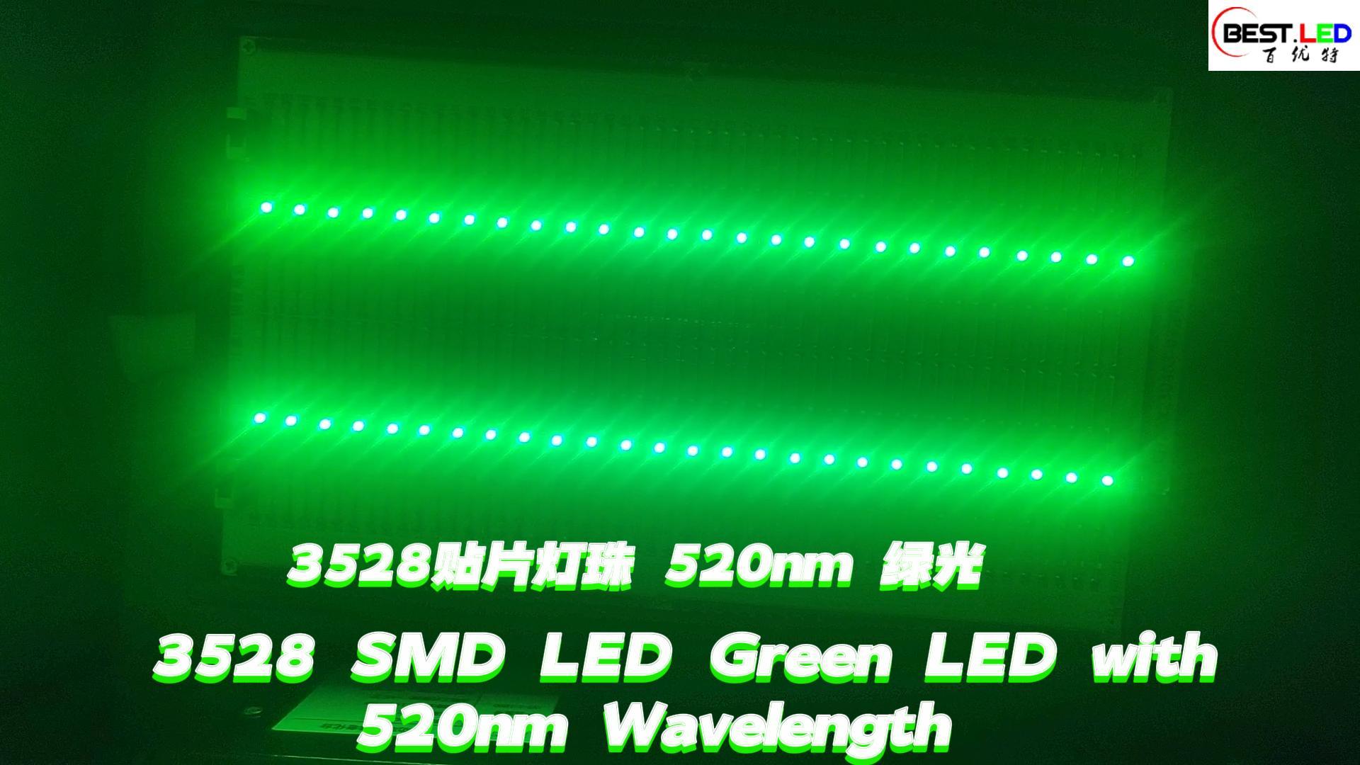 3528 SMD LED Green LED gyda thonfedd 520nm