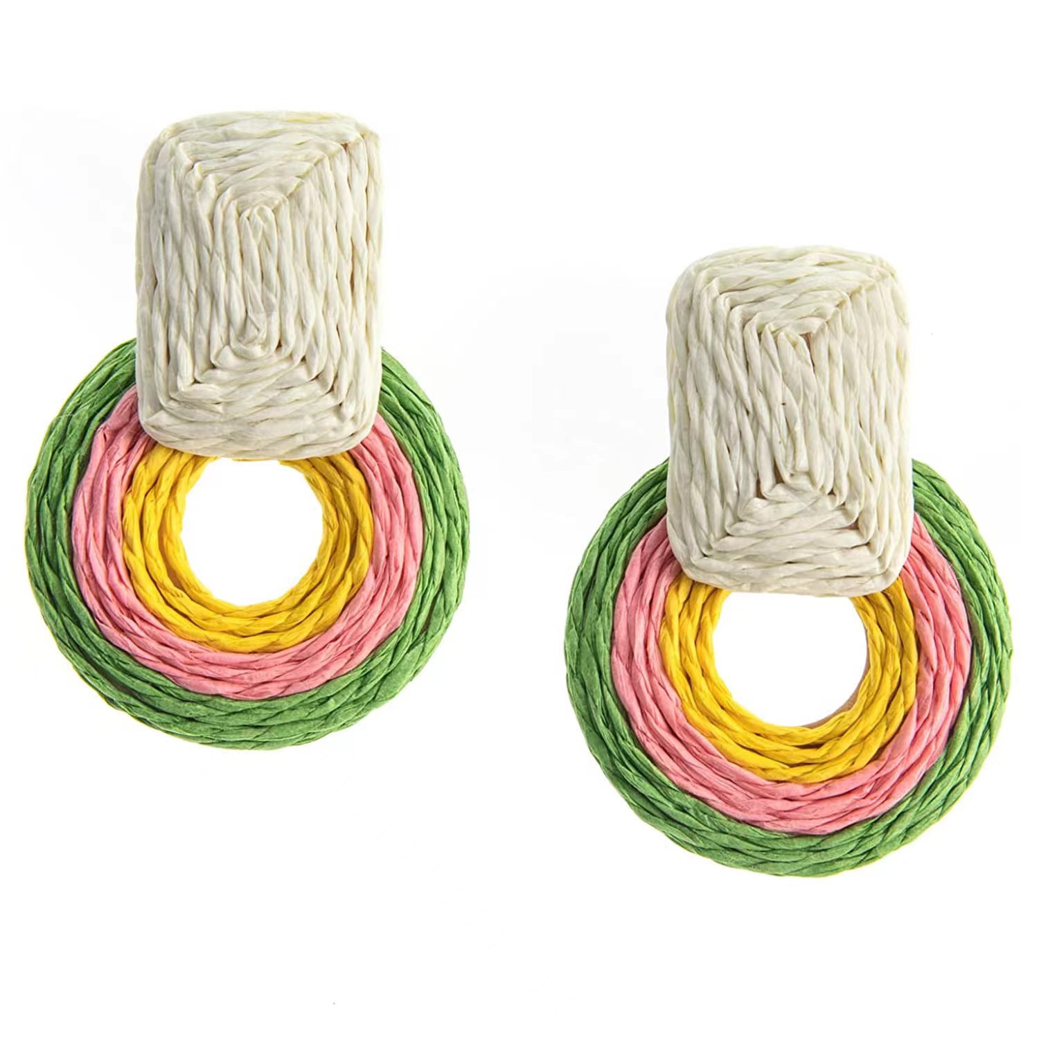 SE9706- Raffia Round Earrings