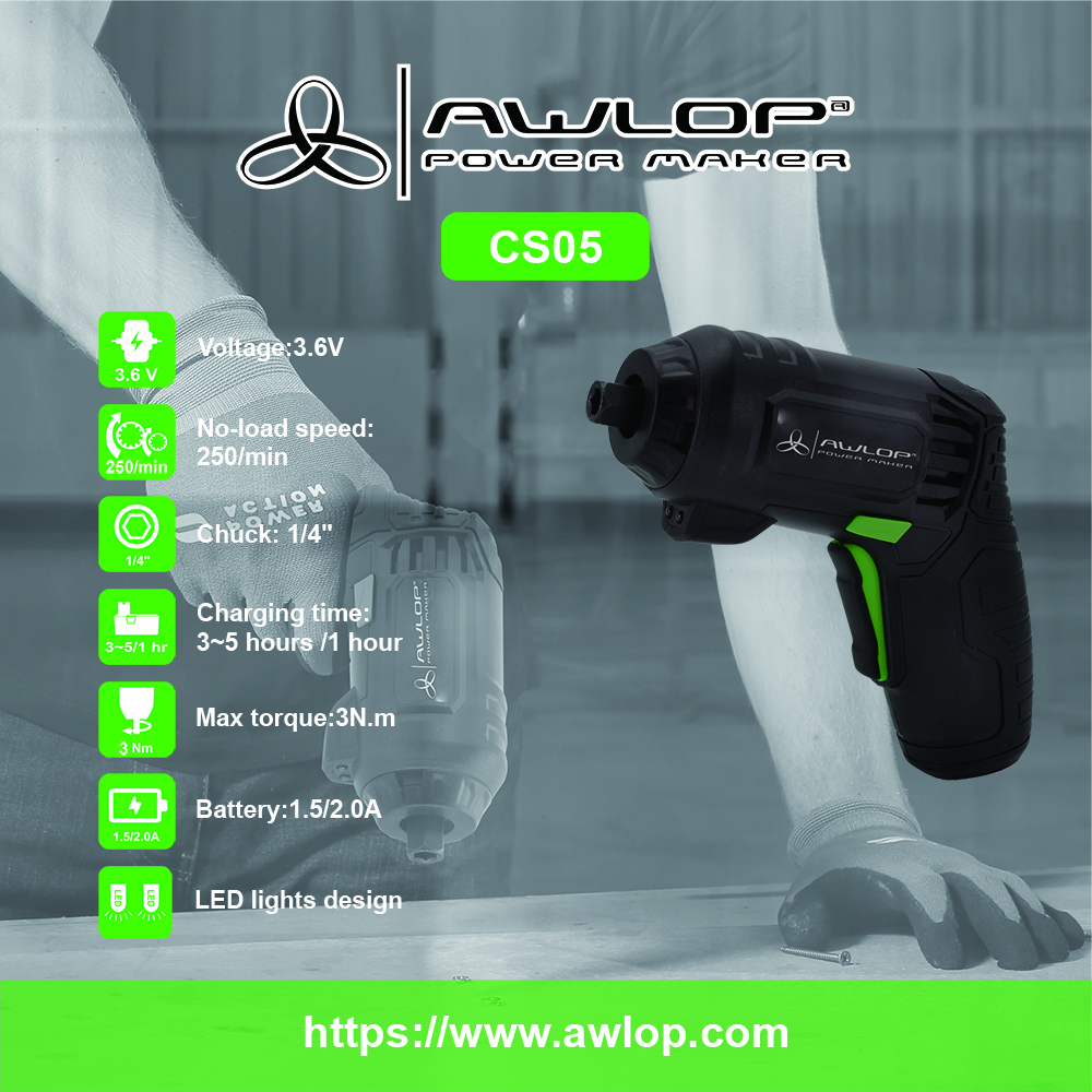 Awlop CS05 3.6V مفك اللاسلكي القابل لإعادة الشحن