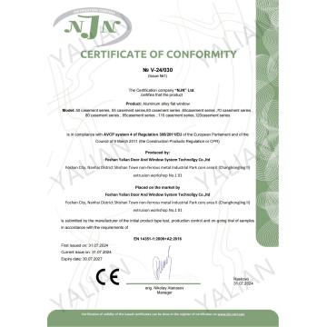 Casement Window CERTIFICATE OF CONFORMITY