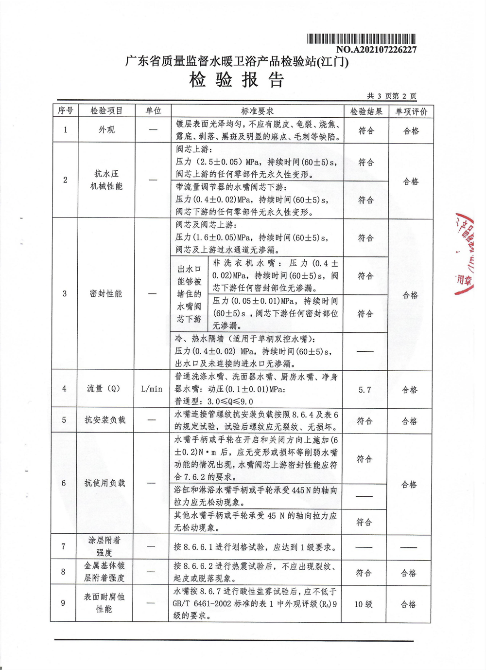 Concealed Basin Faucet Test Report - page3