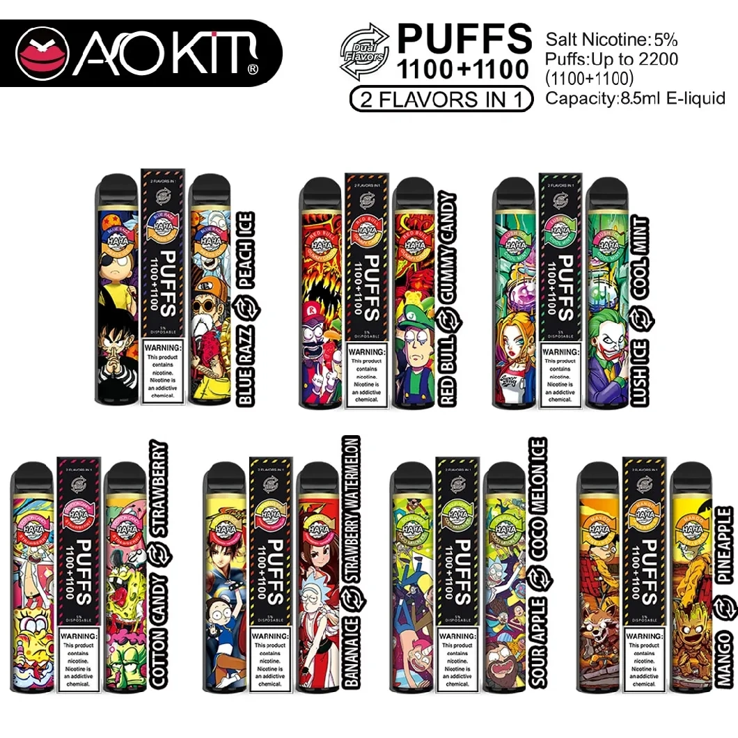 2021 Hot Selling 1100+1000 puffs Double Flavors Disposable Vaper CE/MSDS/RoHS-certifikat