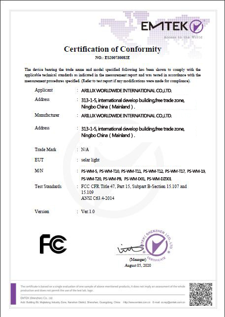 Certificate of comformity