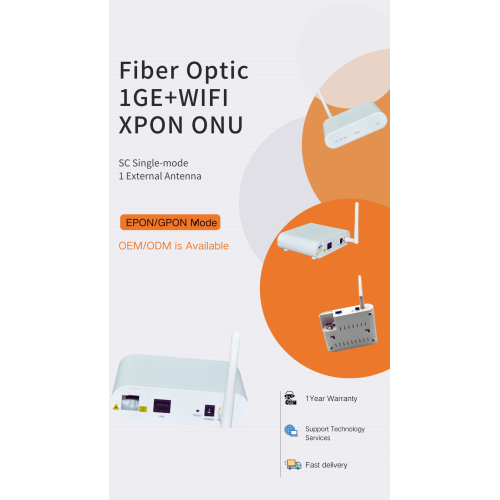 Fibra óptica XPON 1GE+WiFi ONU para Epon/GPON na rede FTTH