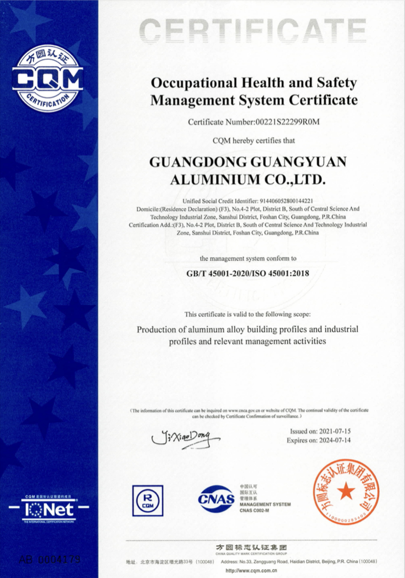 Occupational Health and Safety Managenment System Certificate