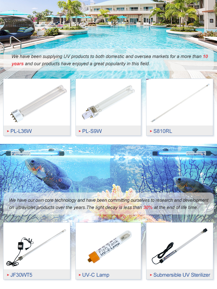 55W Submersible UVC Light For Aquarium Disinfection