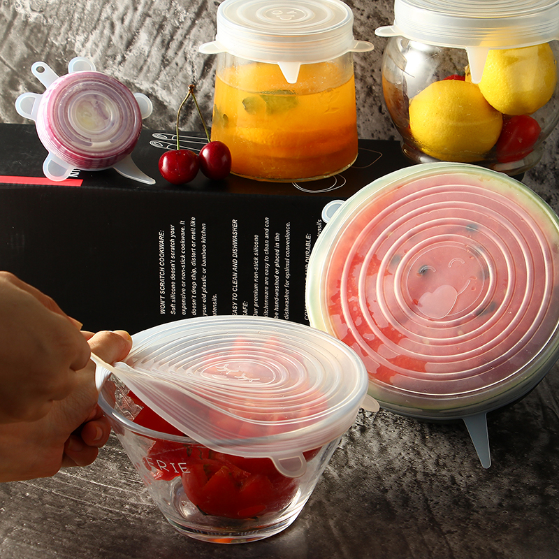 Various Sizes Reusable Bowl Saving Food Stretch Flexible Silicone Lip Cover Set