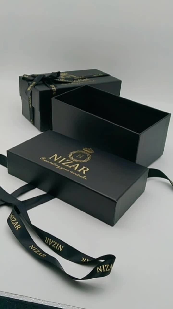 Custom Gold Logo Black Box Ribbon