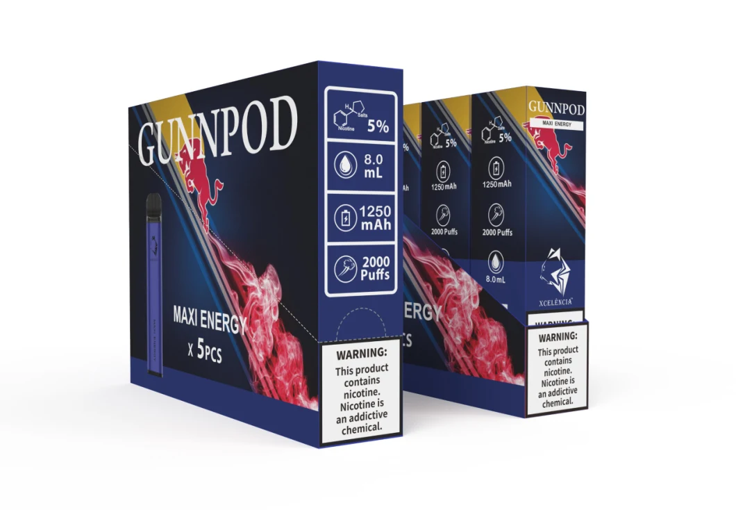 Vape 펜 과일 풍미 전자 담배 Vaporizador 2000puff 일회용 기화기 Gunpod