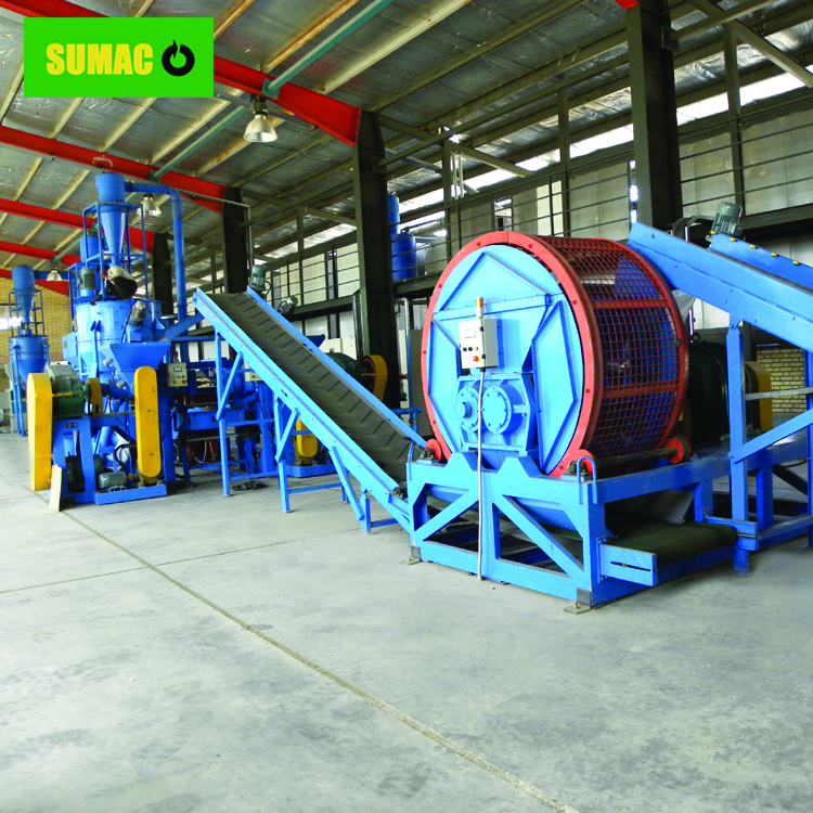 Tire recycling line