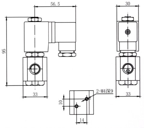 1/8 '' 1/4 '' 3-vägs normalt stängd mässing magnetventil Vattenluft 24V 220V 0