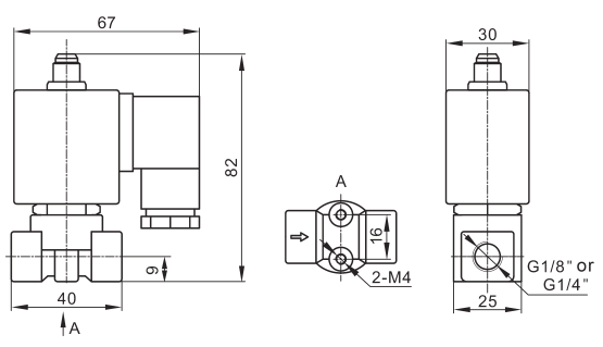 Sub Base Mounted 3 Way Brass Solenoid Valve For Screw Air Compressor 2