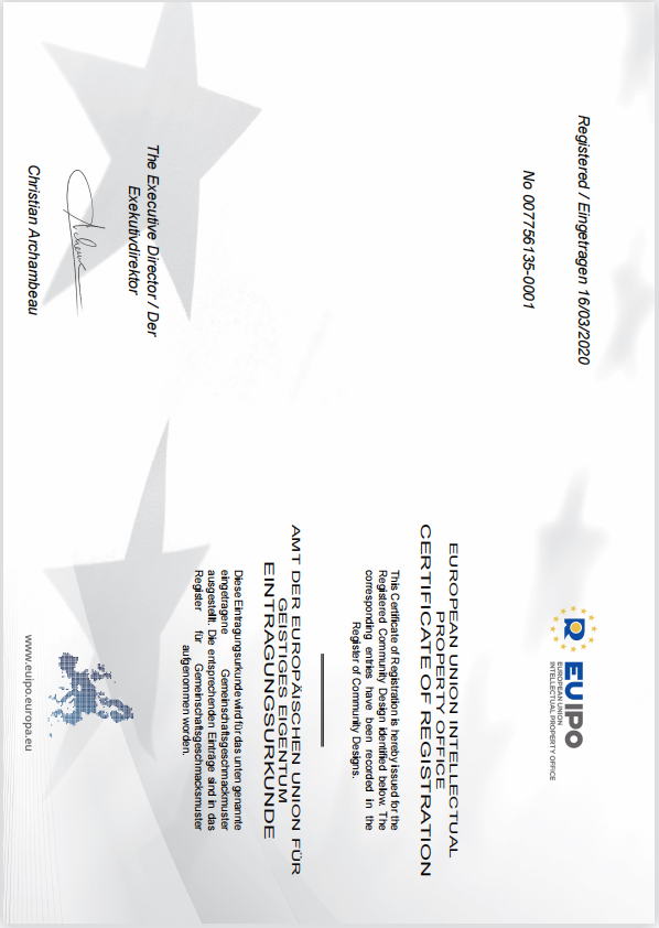 EU Patent certificate 12f LC Adaptor