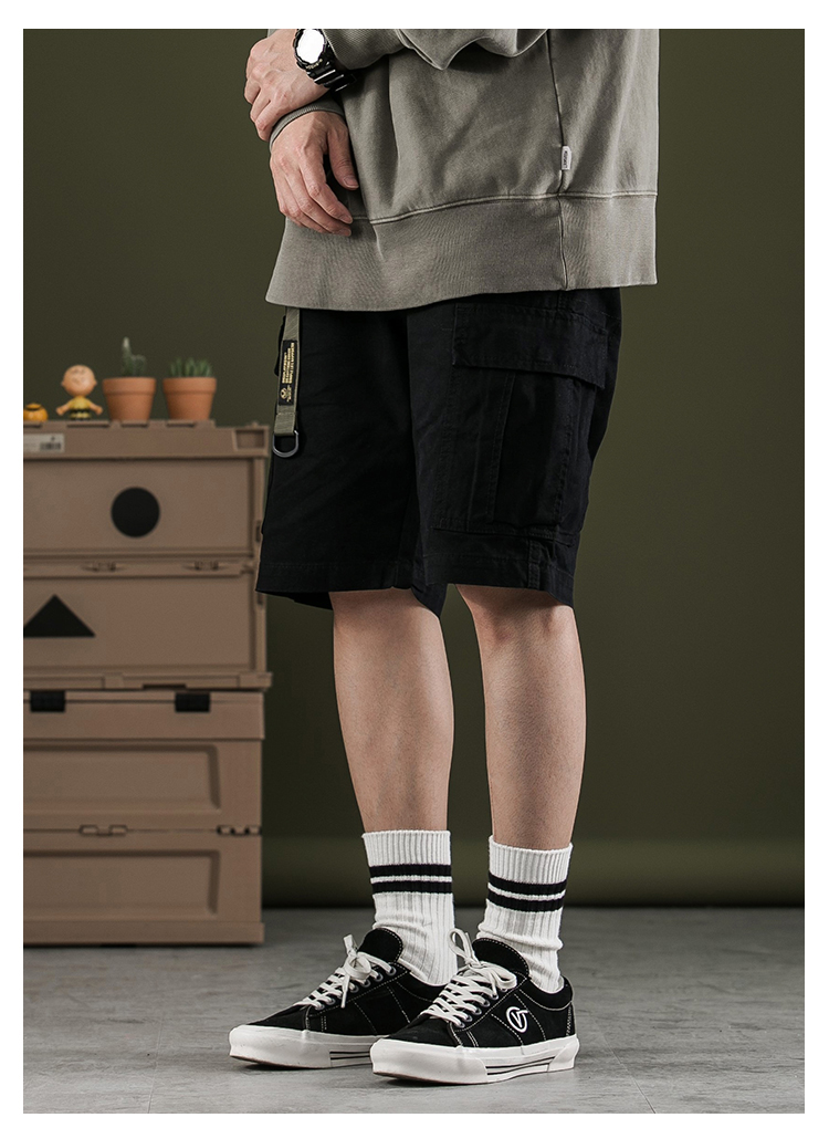 DD.A02 Multi Pocket work wear shorts men's pure cotton loose five point pants men cargo shorts