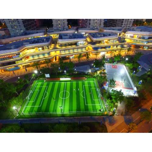 What kind of artificial grass is generally laid on the roof football field?