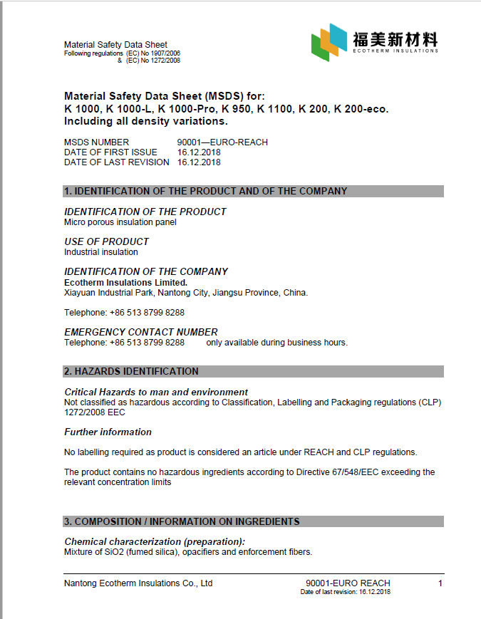 Material Safety Data Sheet(MSDS) 