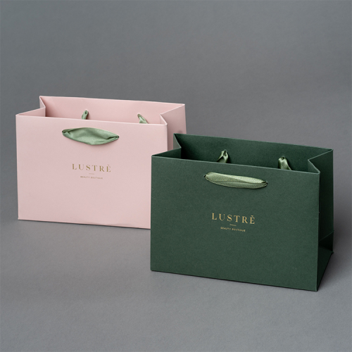 Luxury Ribbon Handle Boutique Shopping Packaging Customized Printed Euro Tote paper gift bags with logo