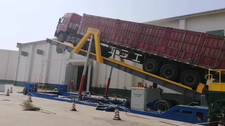 Movable truck unloader operating video