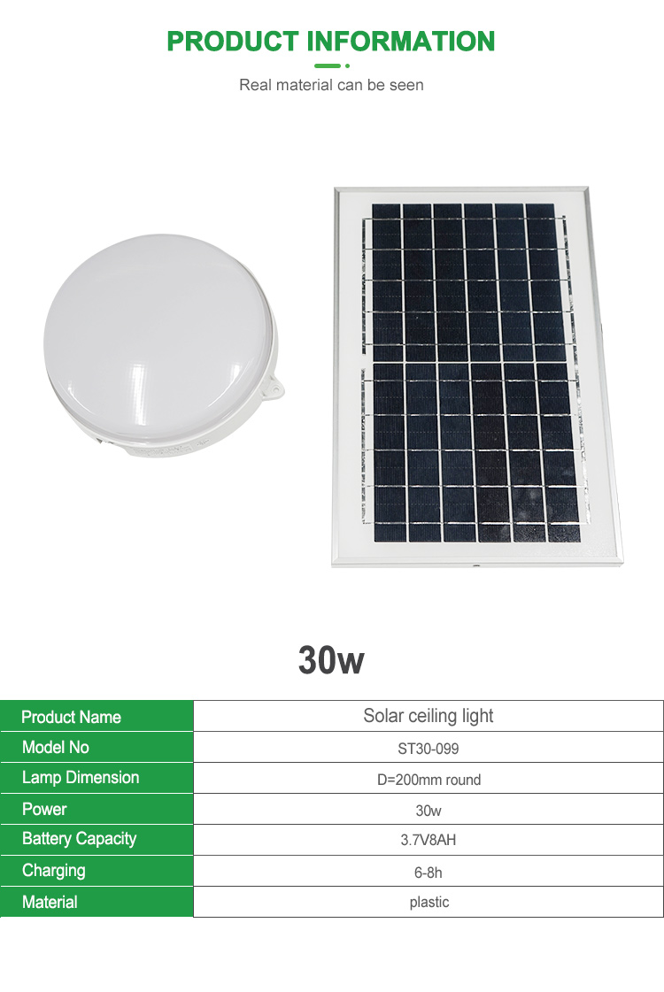 G-Lights Facilità di installazione Impermeabile IP67 ABS Indoor Balcone 30w Rotonda moderna plafoniera solare a led