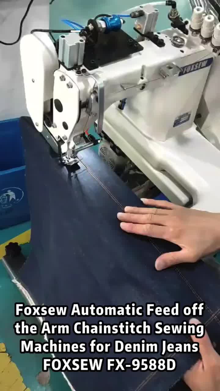 Alimentación automática de la máquina de pespunte de brazo para jeans