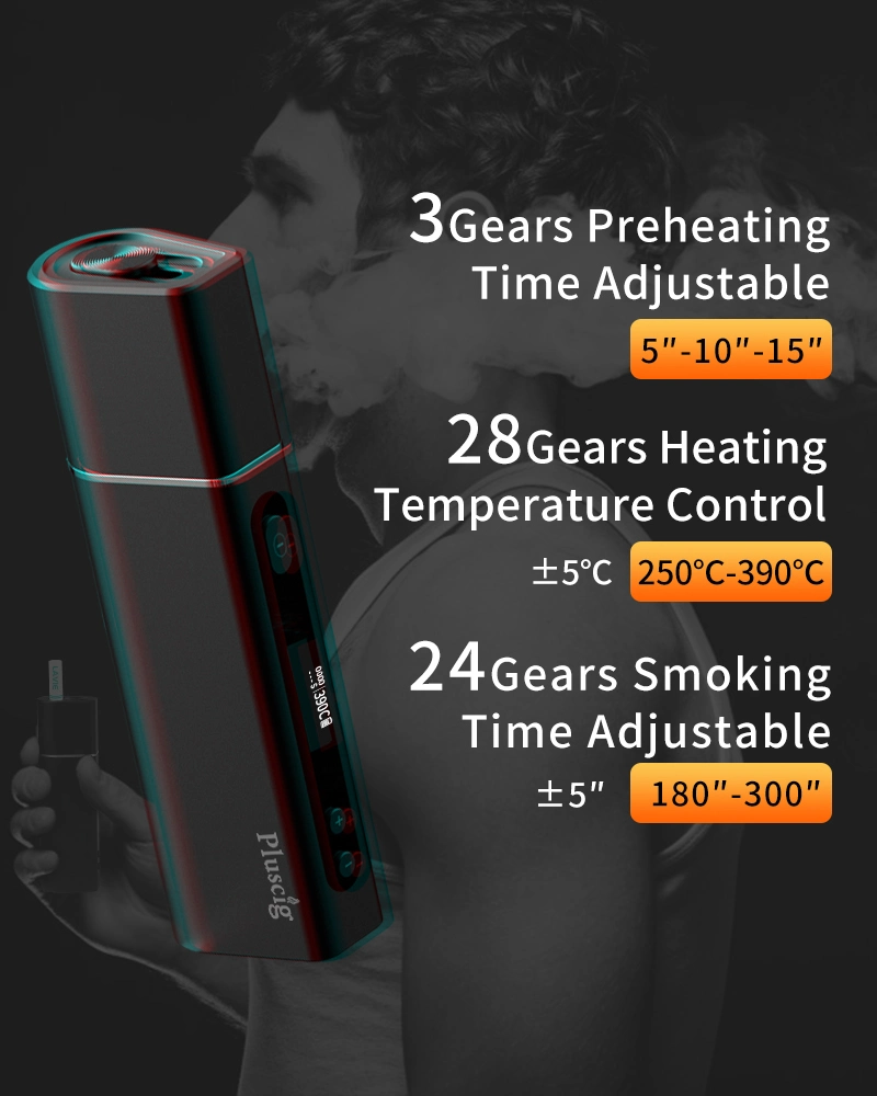 2021 Heat Not Burn Device Pluscig S9 OLED Display ឧបករណ៍កំដៅ E-Cigarette 3500mAh