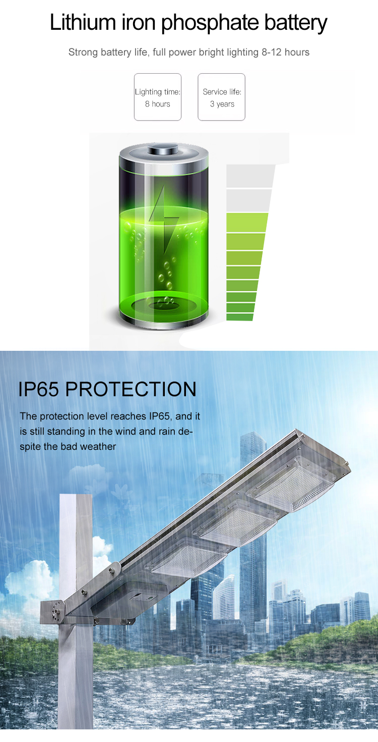 Waterproof Ip65 Outdoor Smd 100watt 150watt Aluminum All In One Led Solar Street Light