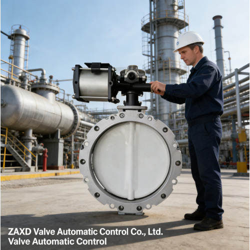 Supapă pneumatică fluture cu diametru mare, cu corp din oțel inoxidabil