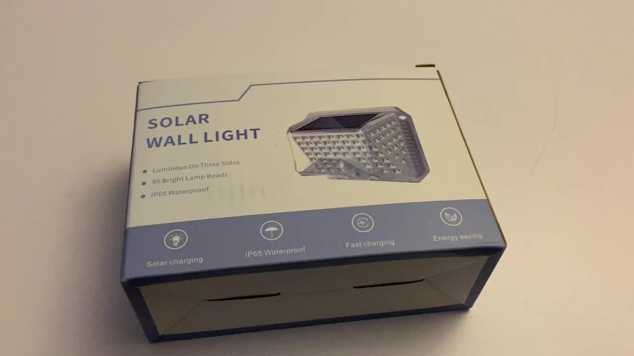 2022 Luces solar al aire libre 90 LED 3 Modos opcionales Sensor de movimiento inalámbrico Luces de seguridad solar al aire libre IP65 Implay1