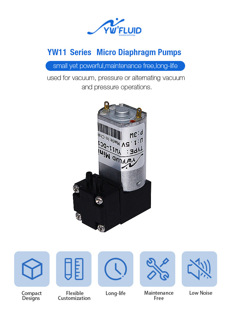 Bombas miniaturas de resistência química Ywfluid com motor BLDC usado para análise de amostra