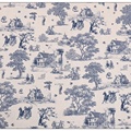 Hot Sale Oem French Sketchy Cotton Blue Toile de Jouy Print Fabric para Dress1
