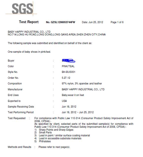 sgs test report