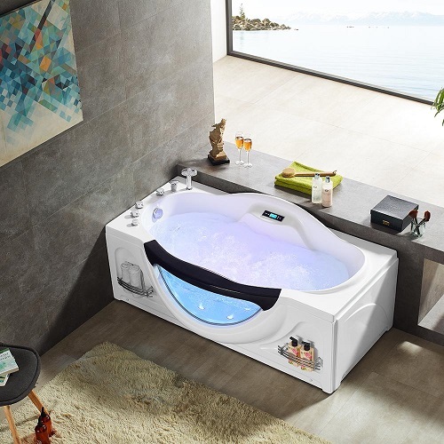 Luxury Jetted Bathtubs LED Start Light Waterfall Whirlpool Bathtub