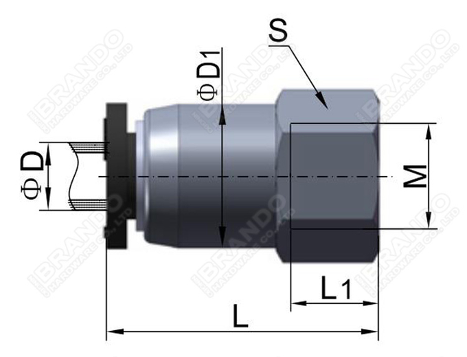 Push straight feminino pcf no ajuste de mangueira pneumática 1/8 "1/4" 3/8 "1/2" m5 m6 0