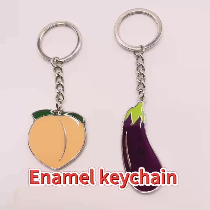 Metall Custom Fruit Logo weicher Emailleschlüsselbund