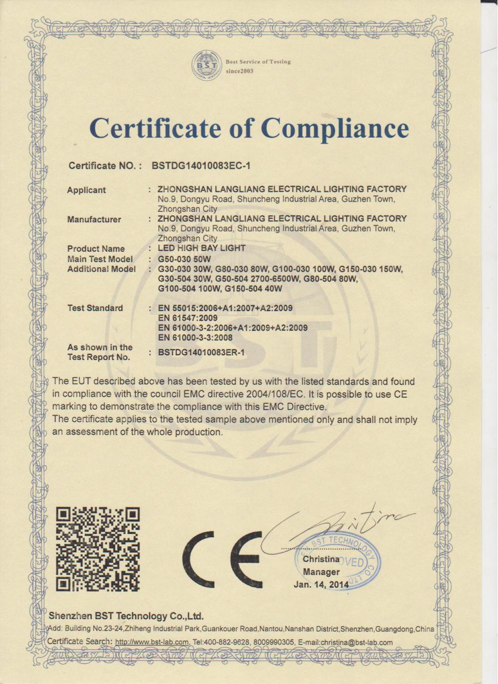 LED high bay light CE certificate