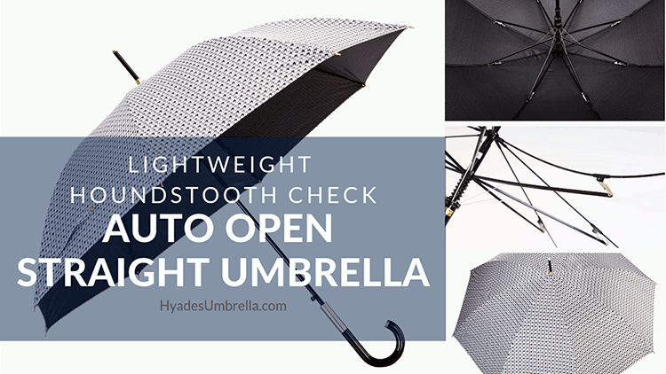 Lightweight Houndstooth Check Auto Open Straight Umbrella