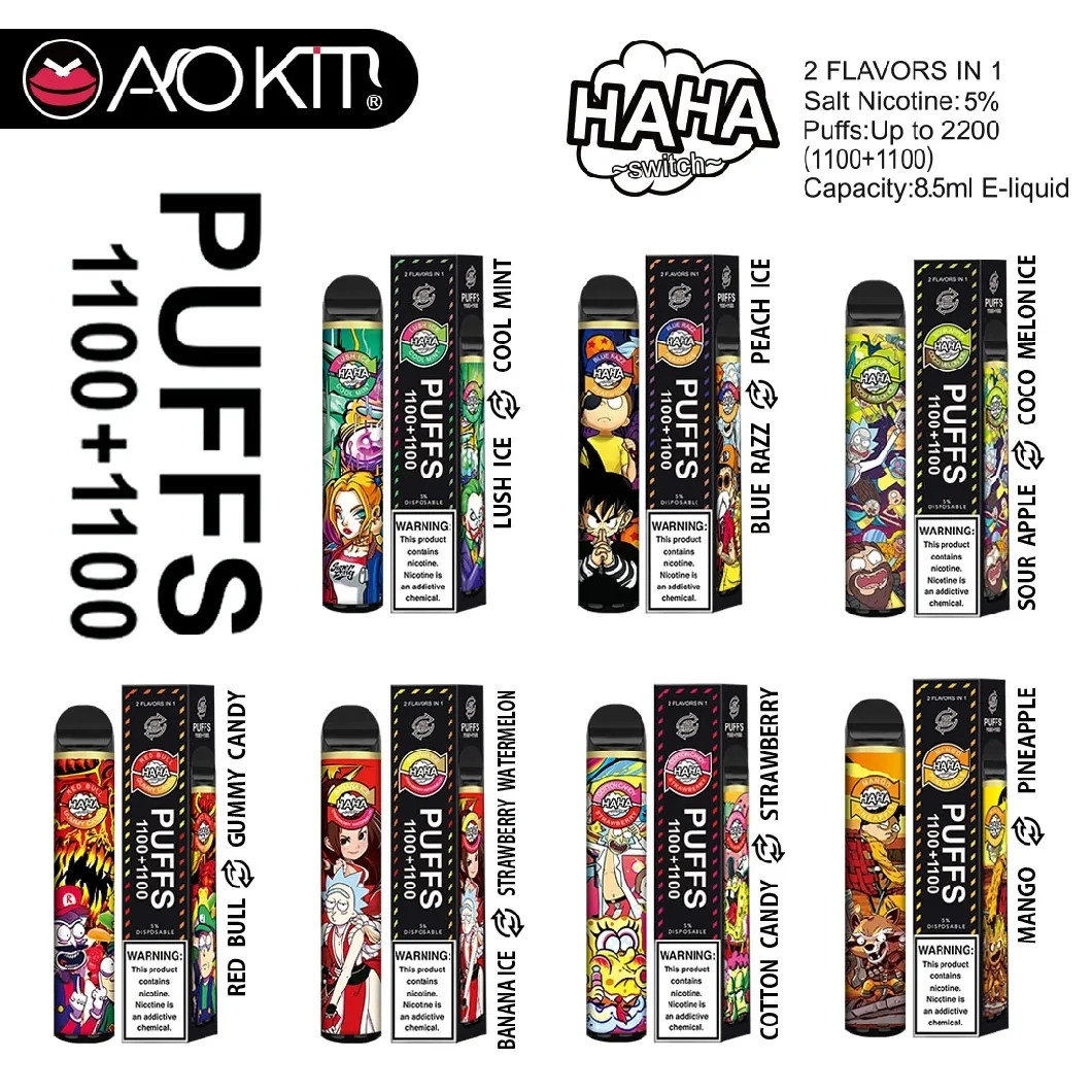 2021 Hot Selling 1100+1000 puffs Double Flavors Disposable Vaper CE/MSDS/RoHS-certifikat