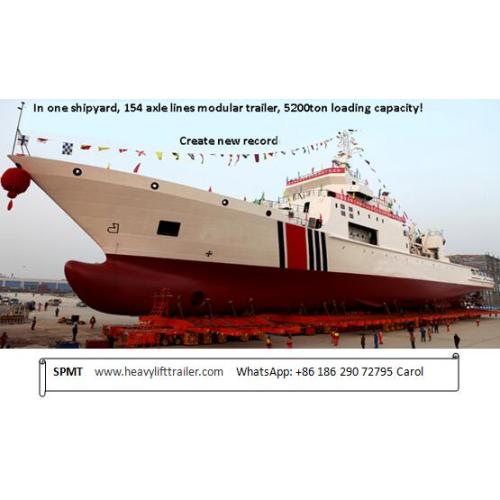 China Sets New Asian Record with 5200-Ton Ship Transport Using Modular Trailers