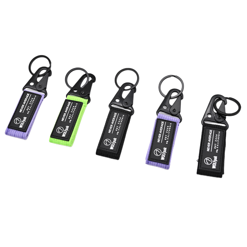 Polyester Strap Custom Logo Lanyard Nylon Keychain For Promotion