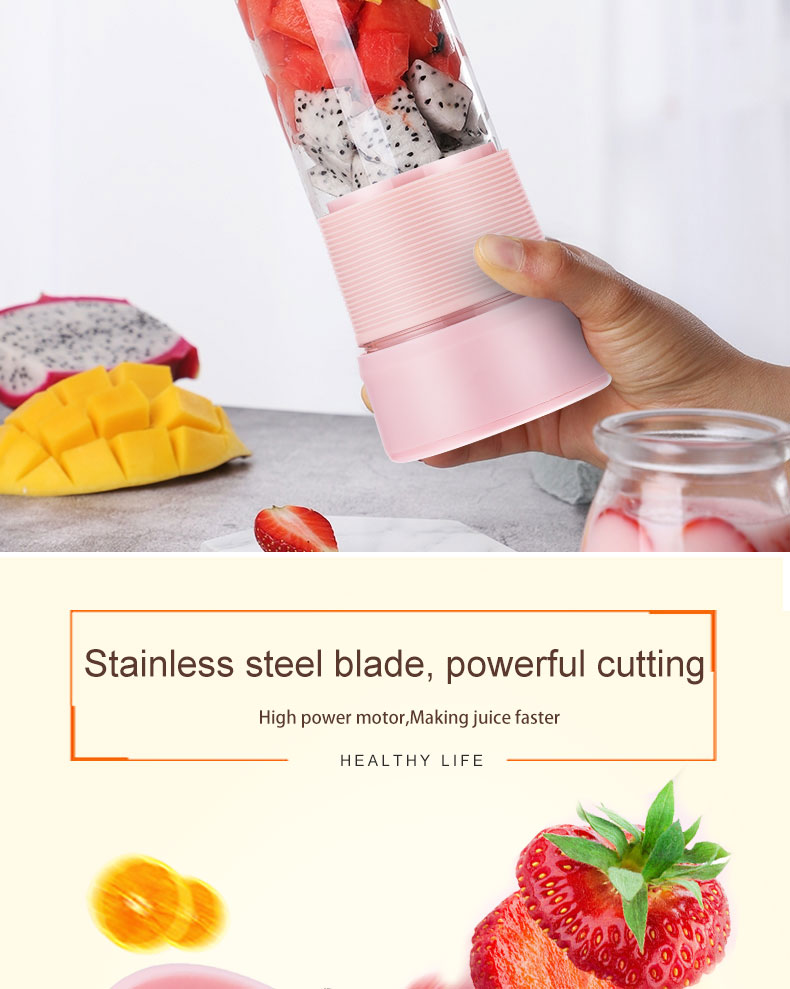 Mélangeur de presse-agrumes puissant en acier inoxydable 304 270 ml portable shake usb rechargeable sport randonnée mélangeur de jus