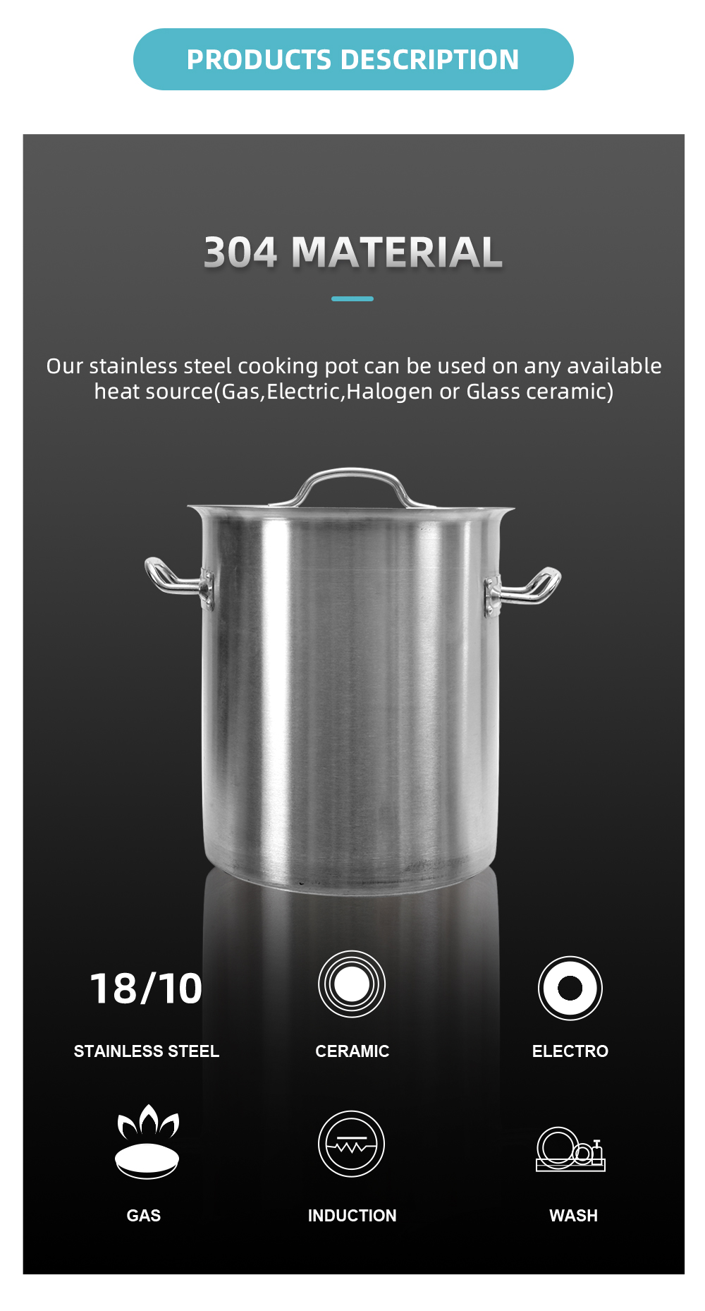 Durable Stainless Steel Kitchen Stockpot