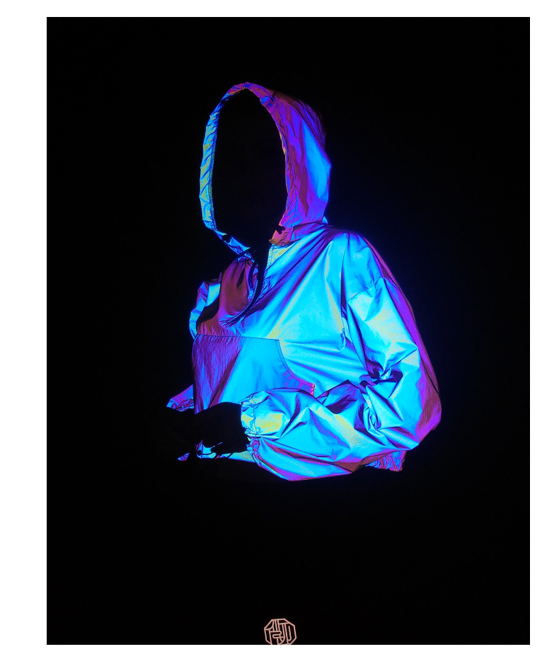 Crop Rainbow Reflective Windbreaker Jacket