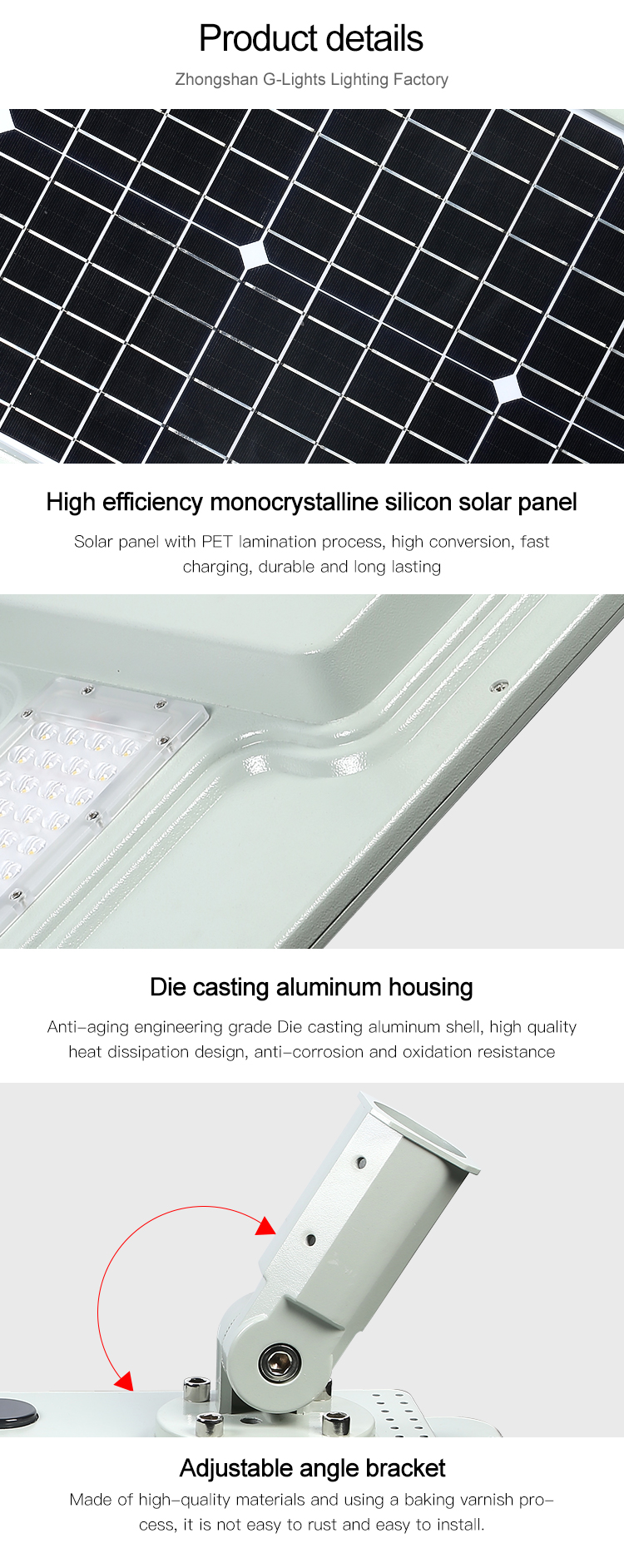 Alta calidad impermeable al aire libre Ip65 40W 60W 120W 180W Smd todo en uno farola LED solar integrada