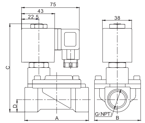 PTFE-Membran-Edelstahl-Magnetventil 3/8'' 1/2'' 3/4'' 1'' 24V 220V 0