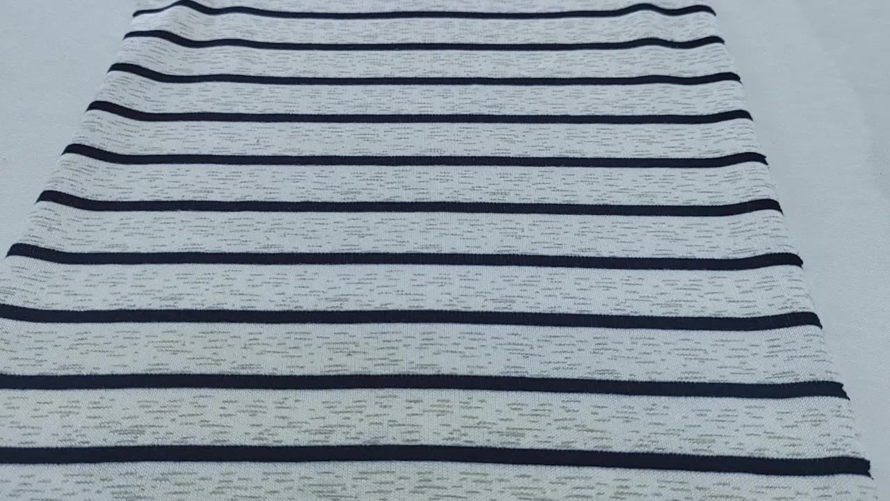 Printed Stretchy Fabric for Shirt or Garment Black & White Stripes Pattern Loose Knitted Single Jersey Fabric1
