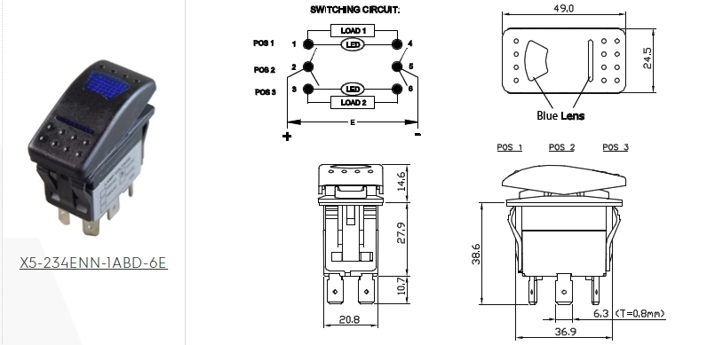 自動車部品用IP67DCロッカースイッチ