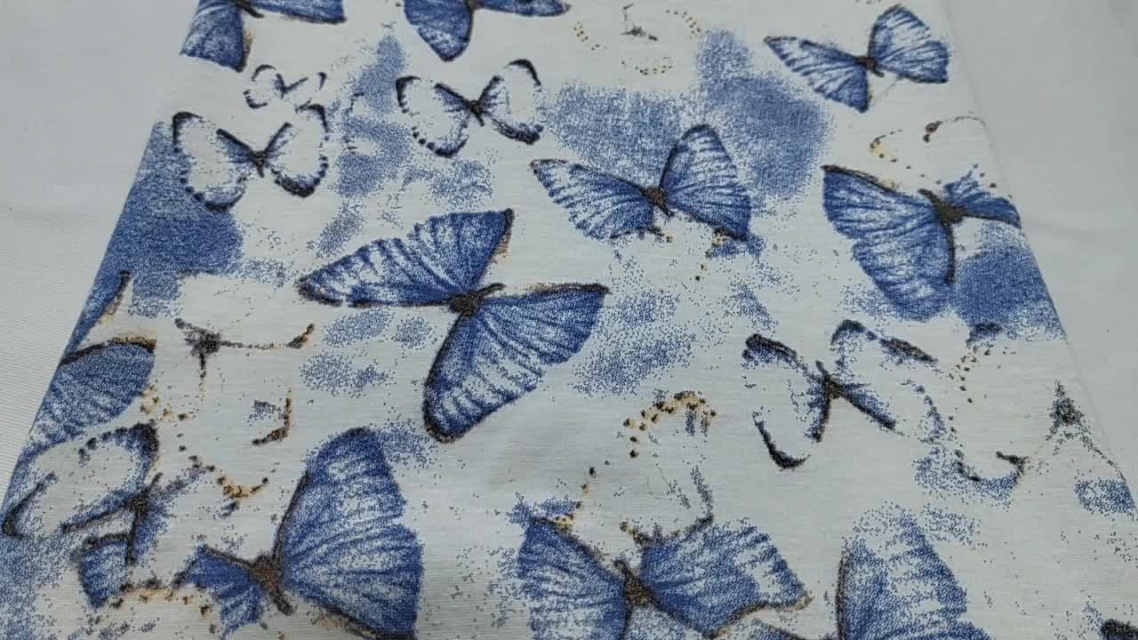Good Design Butterfly Pattern T/C 65/35 Weft Knitted Printed Single Jersey Fabric For T-Shirt/Blouses/Dress1