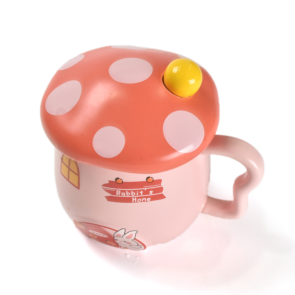 Keramik 3D Red Mushroom Mug Stoneware Coffee Mug med lock